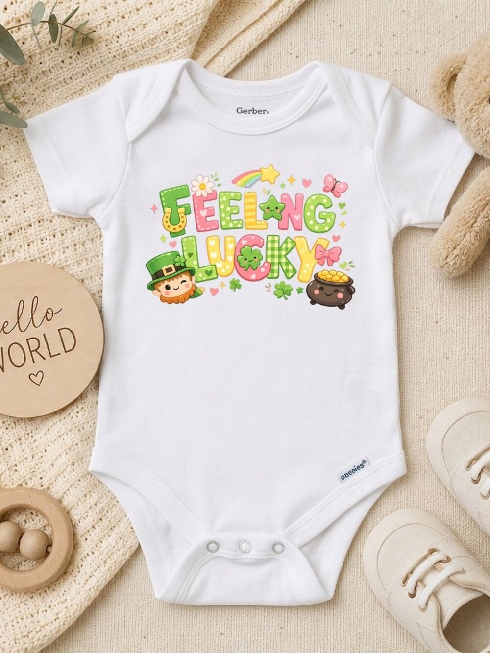 Feelin' Lucky Retro St Patrick's Day Baby Gift ONESIE®
